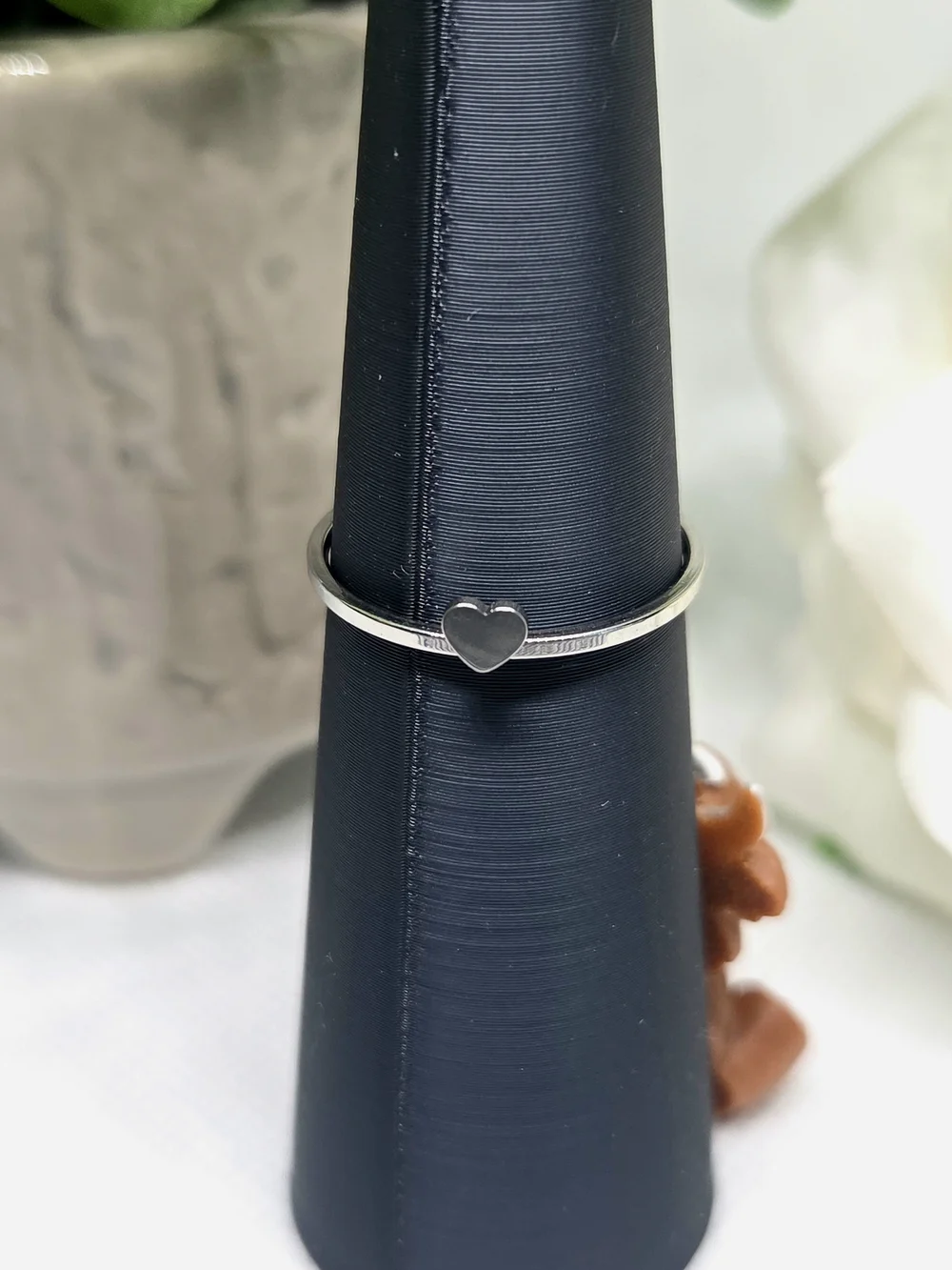 Heart Clover Stackable Silver Ring - 3 Heart Bands Form Clover Shape